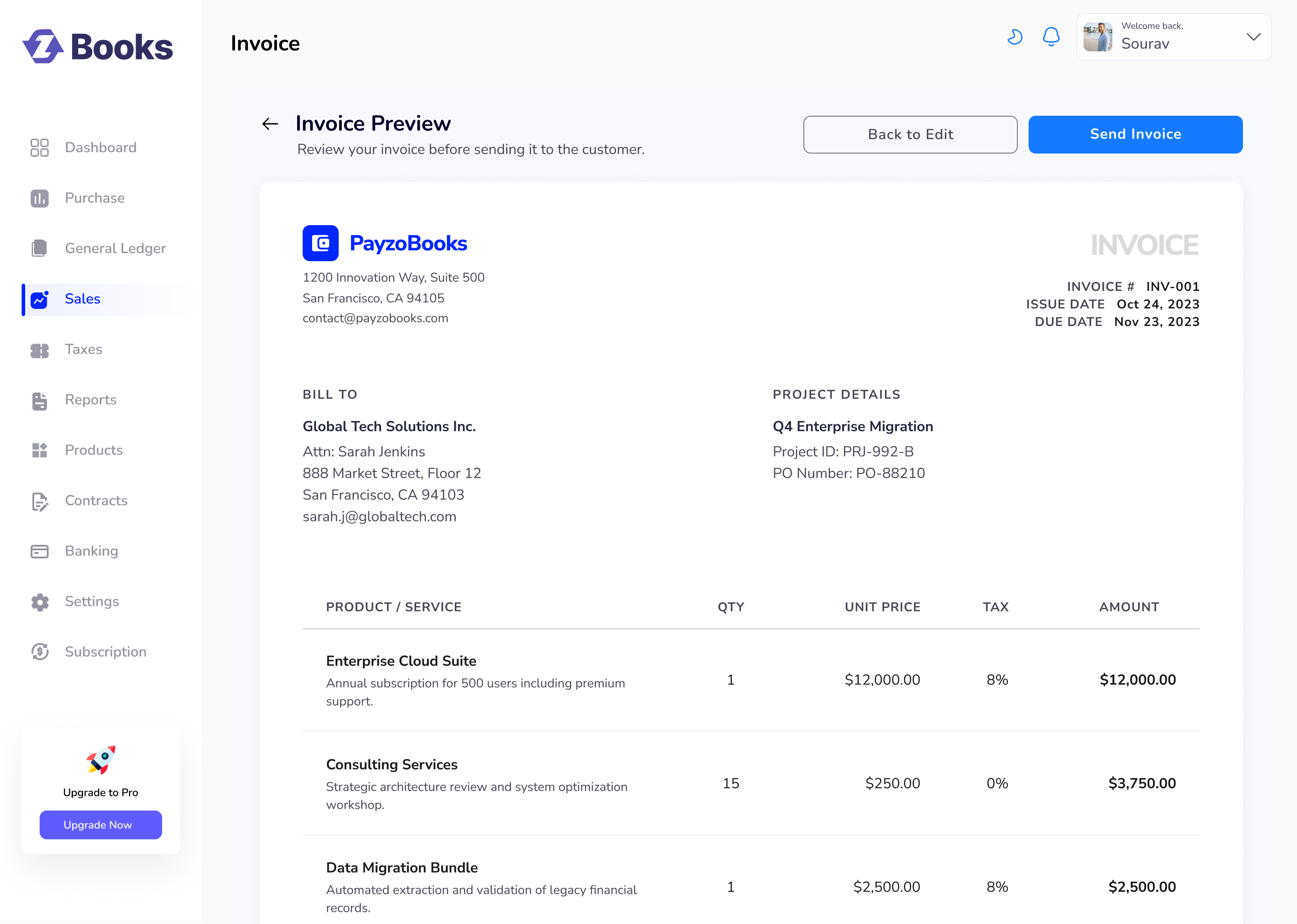 Invoice Preview Screen